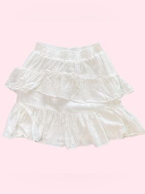 Lavender Brown White Tiered Ruffle A-Line Skirt